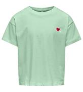 Kids Only T-Shirt - Noos - KogMaiken - Birds Egg Green m. Hjerte