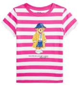 Polo Ralph Lauren T-shirt - Pink/Hvidstribet m. Bamse